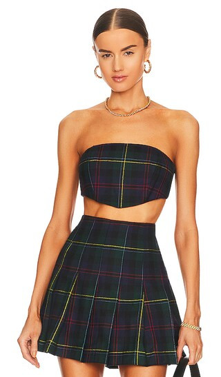 Nora Top in Blue Tartan | Revolve Clothing (Global)