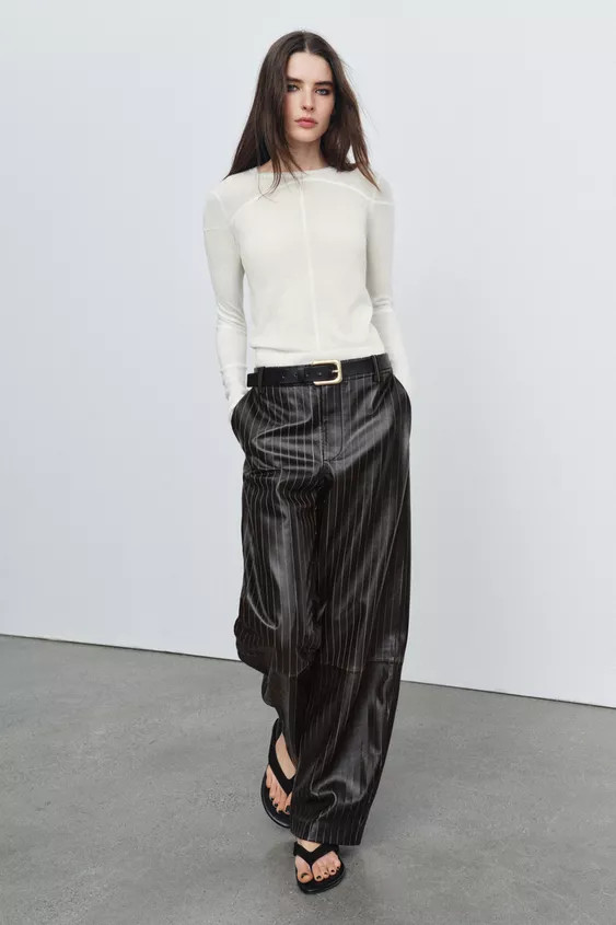 STRIPED LEATHER PANTS ZW COLLECTION LIMITED EDITION | Zara US