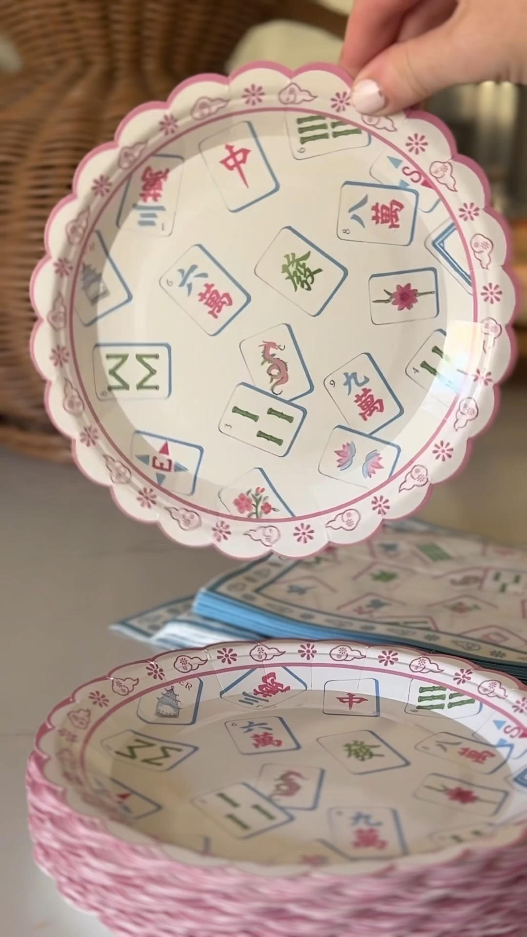 I ordered this cute mahjong napkin and plate set from Amazon for a girls mahjong night I hosted, and I thought the colors and pattern were so fun. I especially loved the scalloped edge on the plates.

#LTKHome