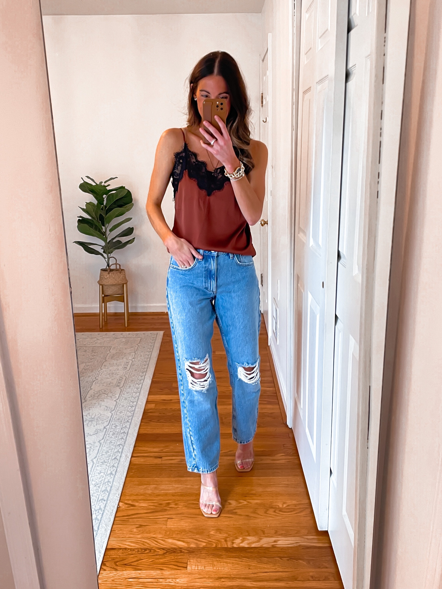 Distressed Loose Straight Jeans - run large. Size down. Wearing a 24. 

#LTKstyletip #LTKunder100 #LTKunder50