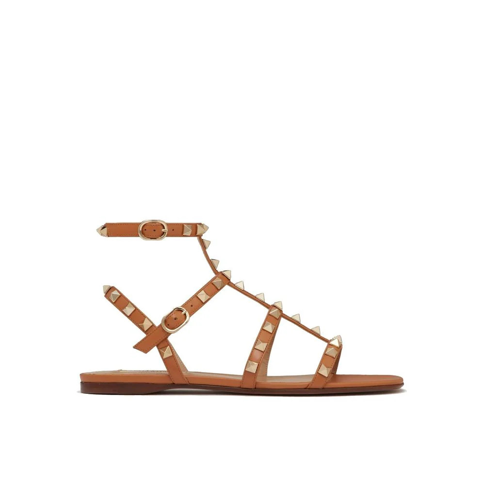 Valentino Garavani Studded Leather Sandal — Brown | Italist Inc.