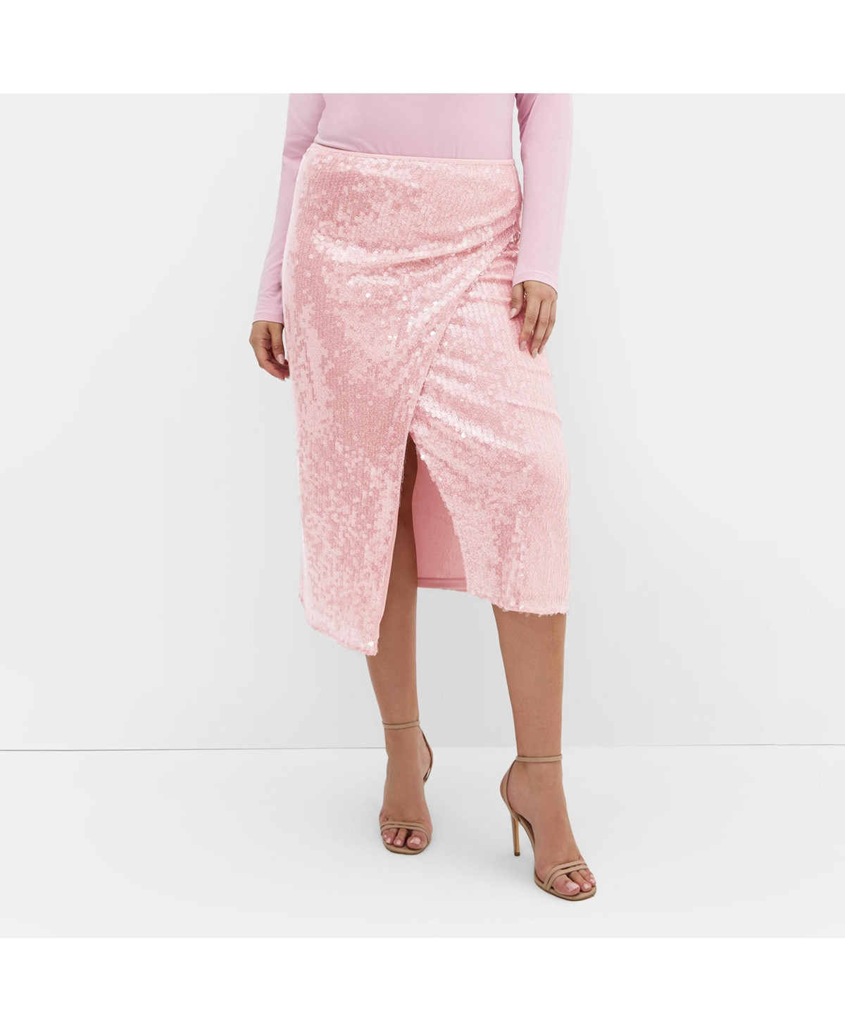 City Chic Women's Sequin Midi Skirt - Soft pink | Macy's