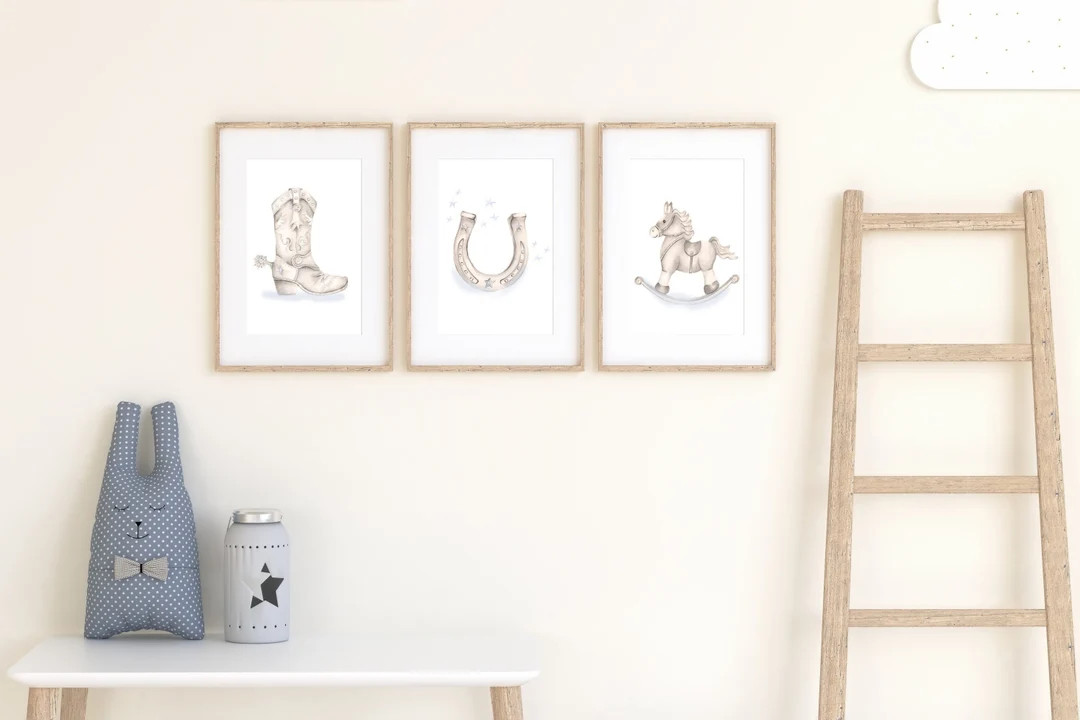 Cowboy Nursery Prints, Country Baby Wall Decor, Farmhouse Baby Boy Nursery, Personalized Baby Boy... | Etsy (US)
