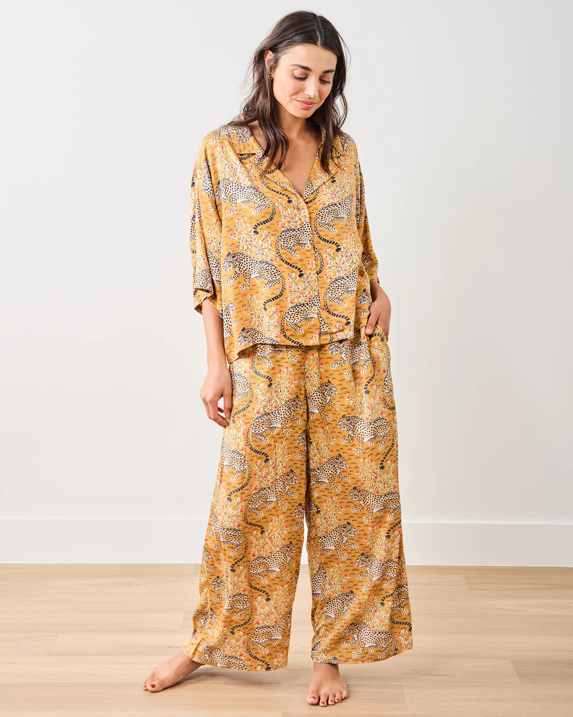 Bagheera - Women's Satin Pajama Set - Tobacco | Printfresh