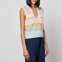 Ganni Stripe Intarsia Wool-Blend Knitted Vest - L | Coggles (Global)