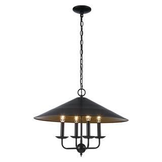 Monteaux Lighting 4-Light Black and Gold Chandelier Light Fixture with Metal Shade 11504 - The Ho... | The Home Depot