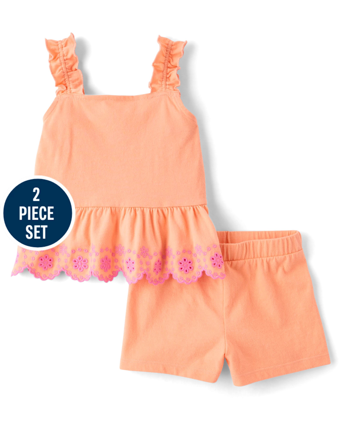 Toddler Girls Embroidered Eyelet 2-Piece Outfit Set - coral | The Children's Place