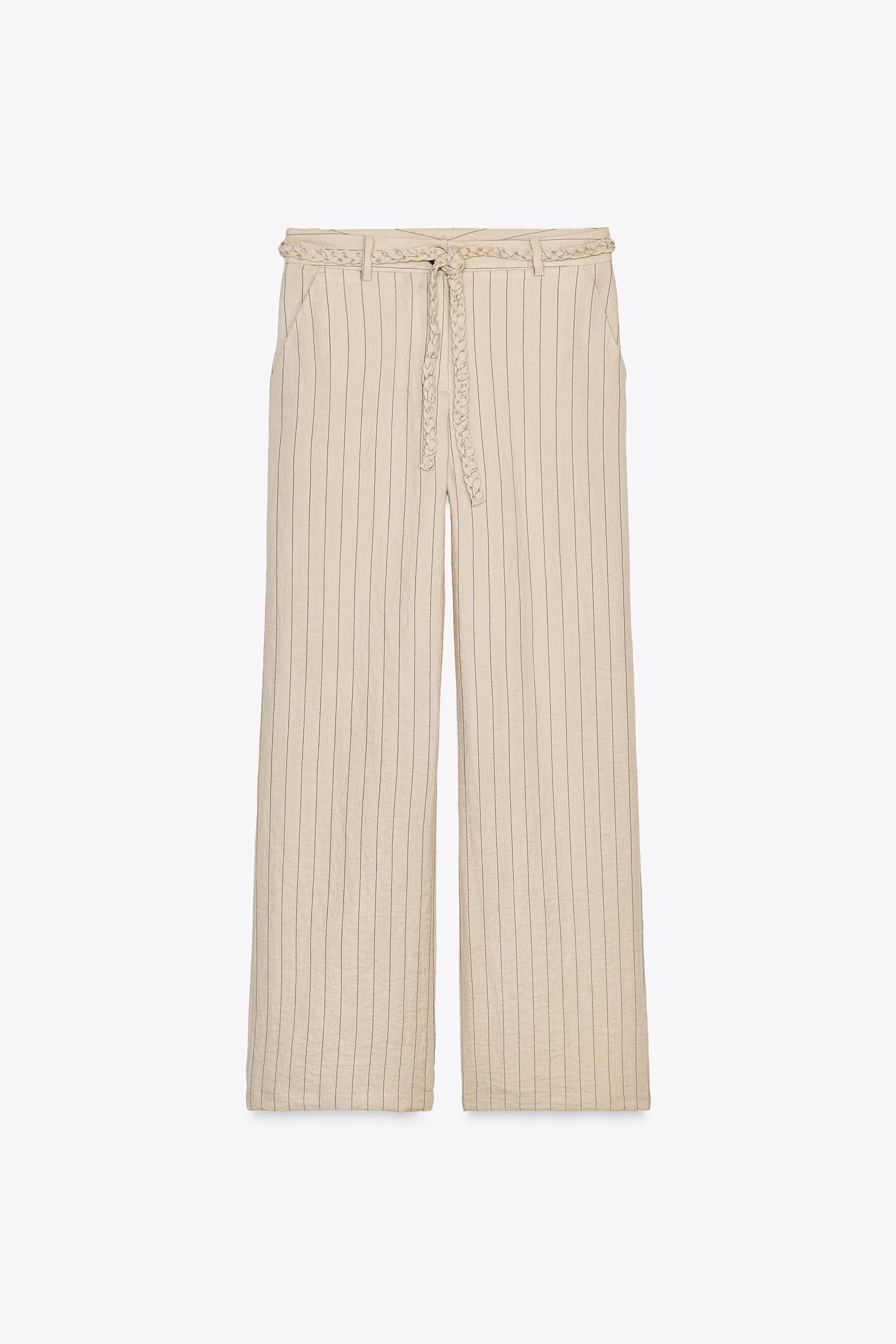 STRIPED TROUSERS WITH BRAIDED BELT | Zara UK