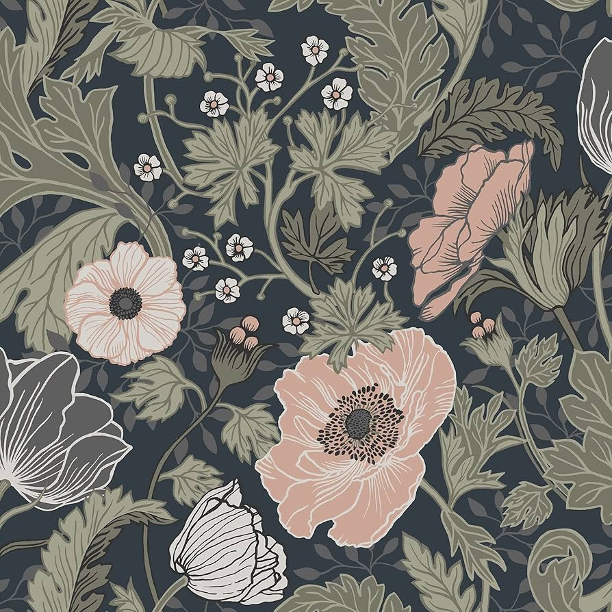 A-Street Prints Anemone Green Floral Wallpaper | Amazon (US)