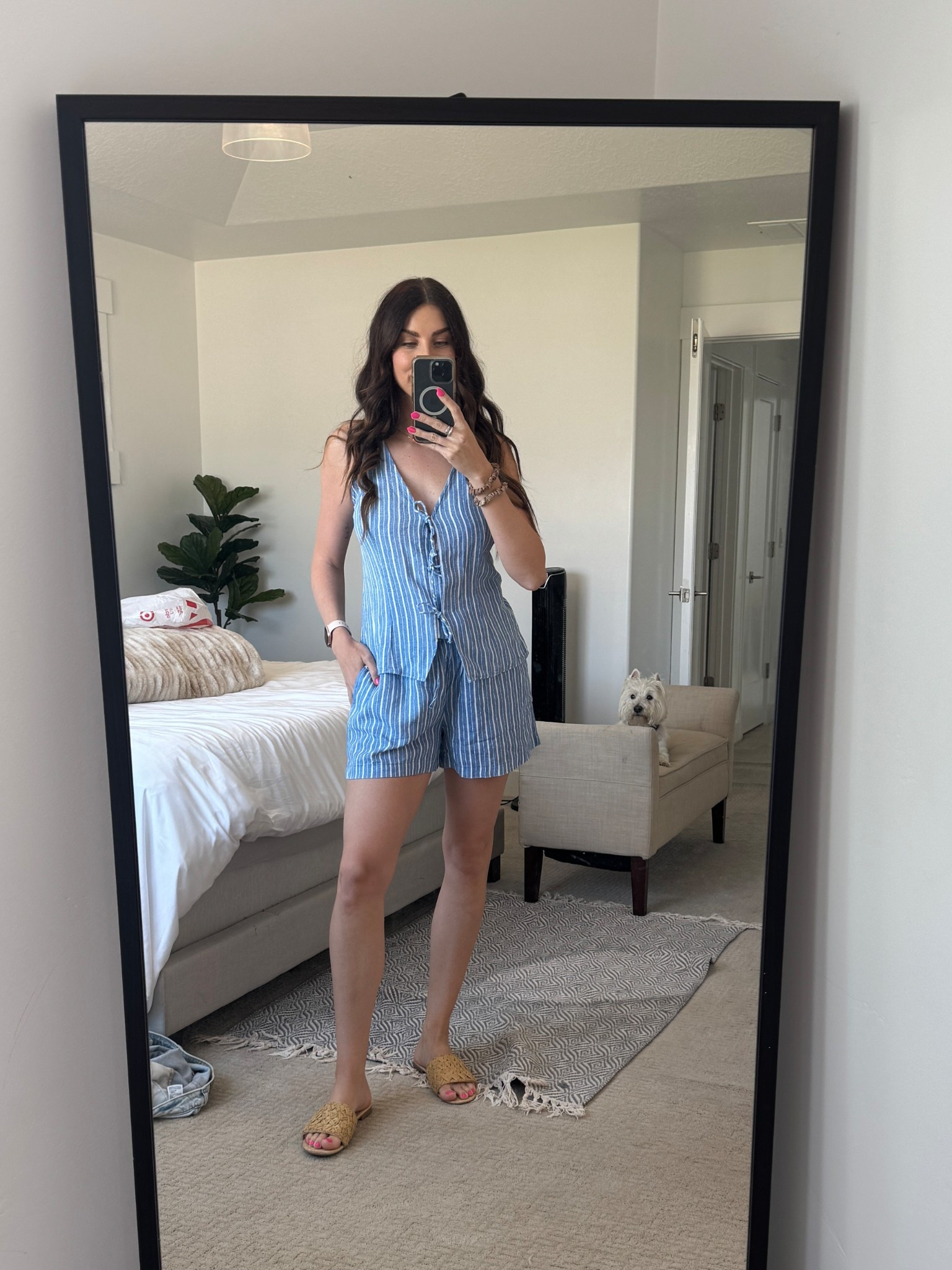 Picked up the cutest matching two piece set and sandal combo! I have a feeling I’ll be living in this all summer. 

Tie front top : size S (I sized down)
Shorts: size M (true to size) 

Summer outfit summer outfit inspo easy style 

#LTKMidsize #LTKFindsUnder50 #LTKStyleTip