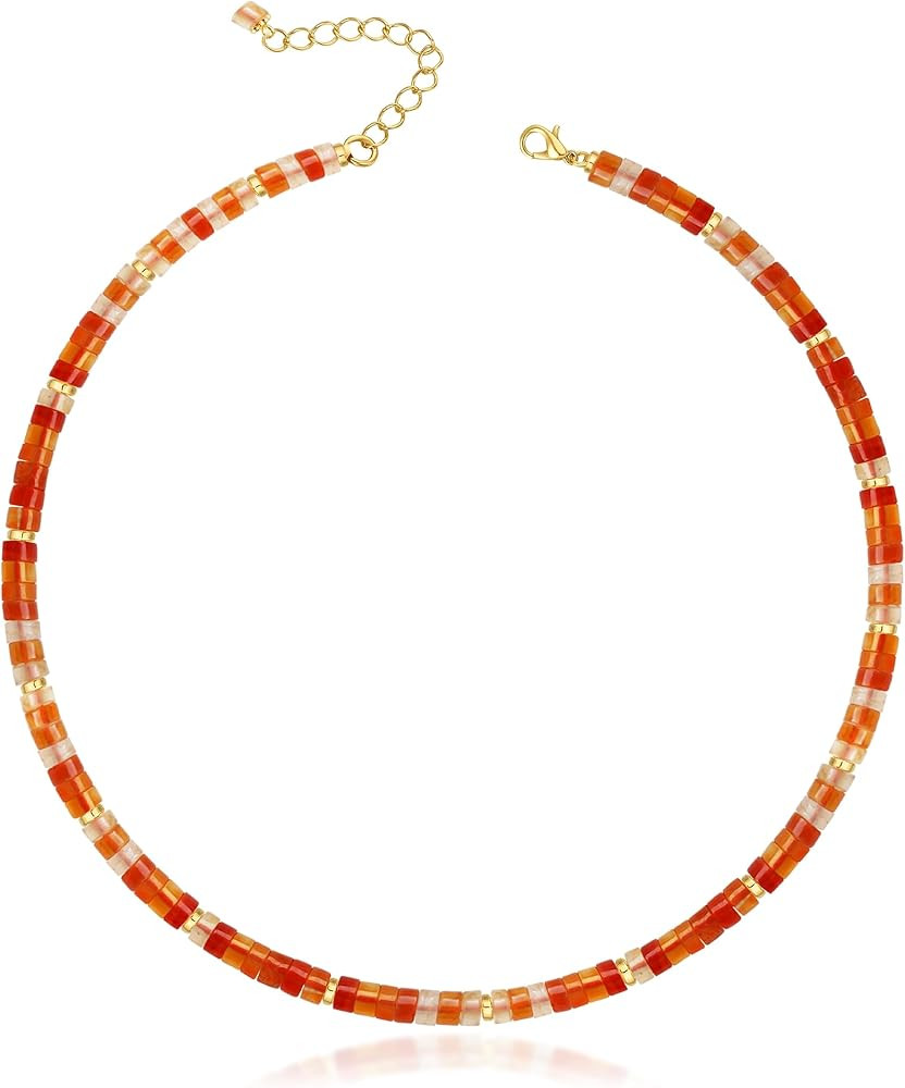 Heishi Style Gemstone/Natural Pearl Beaded Choker Necklace for Women, Handmade Jewelry Gifts for ... | Amazon (US)