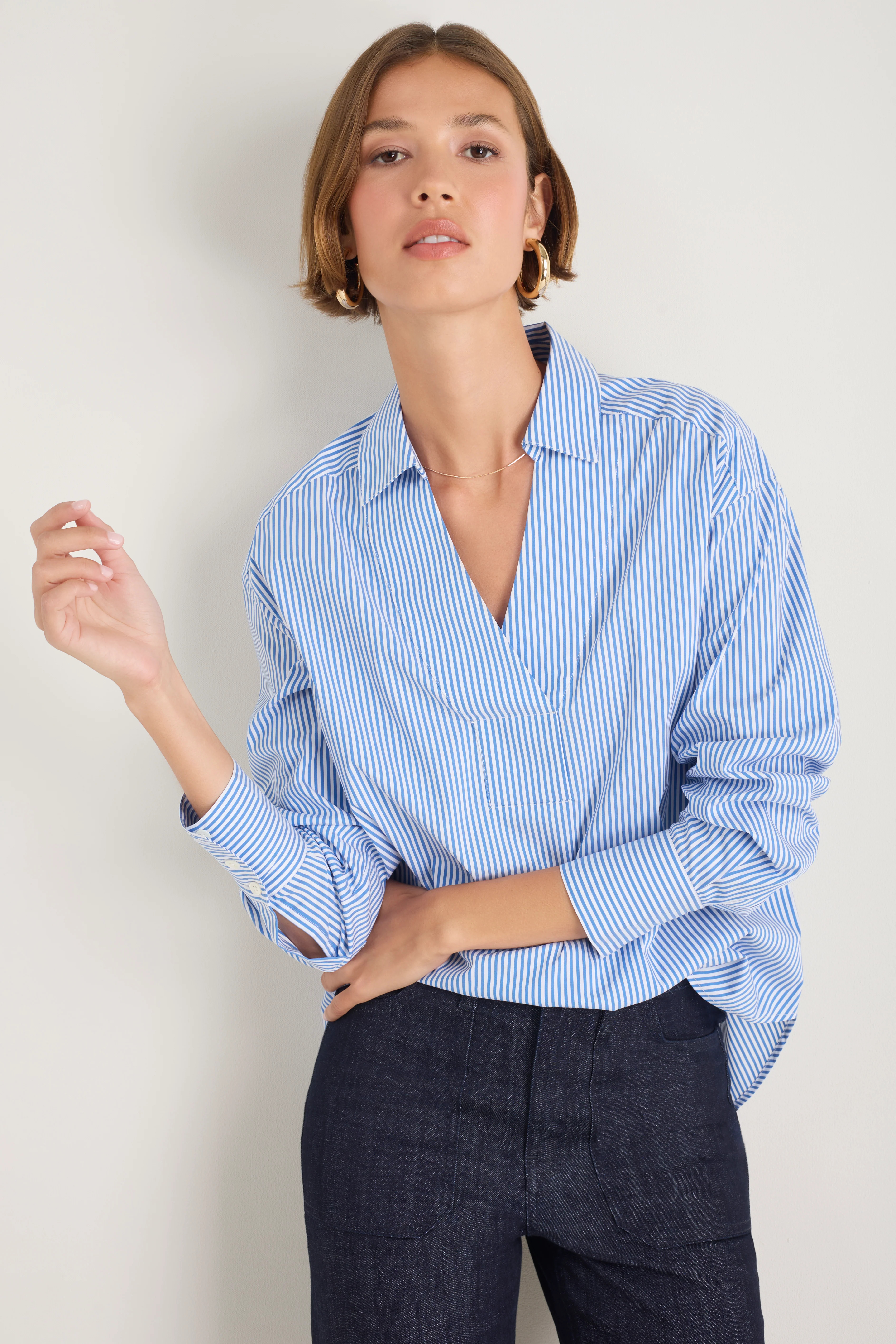 Macey Shirt - Blue/White Stripe | WYSE London