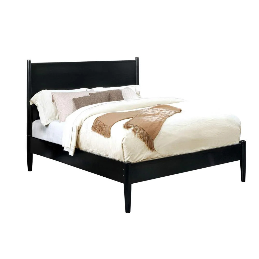 Benzara King Black Wood Platform Bed with Headboard one_size | BM217642 | Lowe's