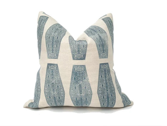 Inlay in Lake Natural Designer contemporary geometric linen | Etsy | Etsy (US)