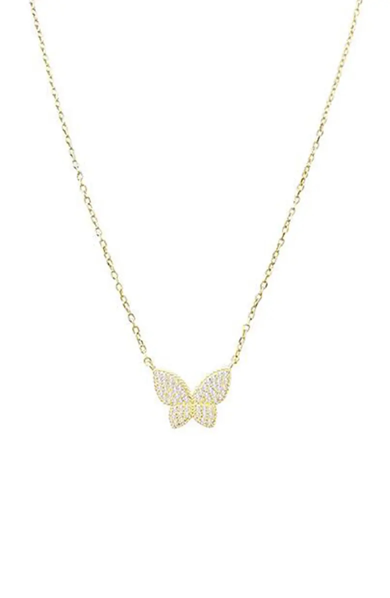 Dainty Pavé Butterfly Pendant Necklace | Nordstrom