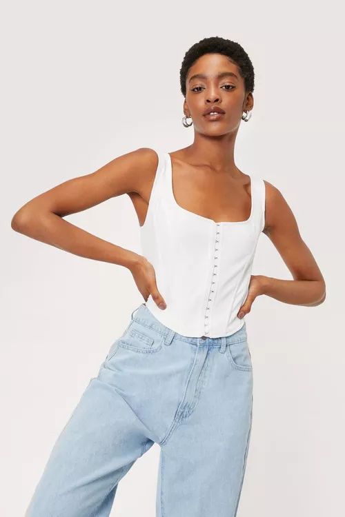 Square Neck Sleeveless Cropped Corset Top | Nasty Gal (US)