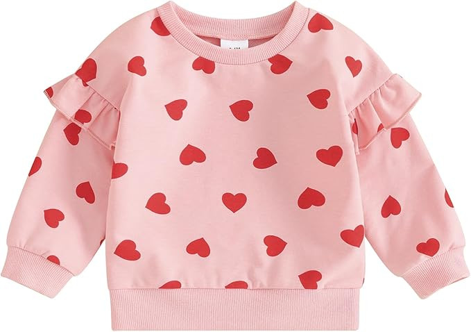 Amiblvowa Toddler Baby Girl Ruffle Sweatshirt Solid Color Crewneck Long Sleeve Pullover Tops Litt... | Amazon (US)