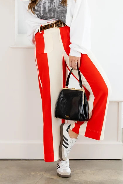 Line It Up Cropped Red Wide Leg Pant | The Willow Tree