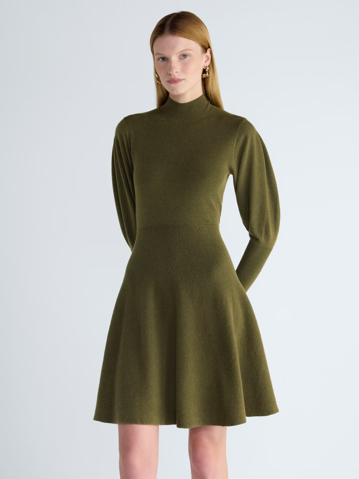 Scoop Women’s Mock Neck Mini Sweater Dress with Puff Sleeves, Sizes XS-XXL | Walmart (US)