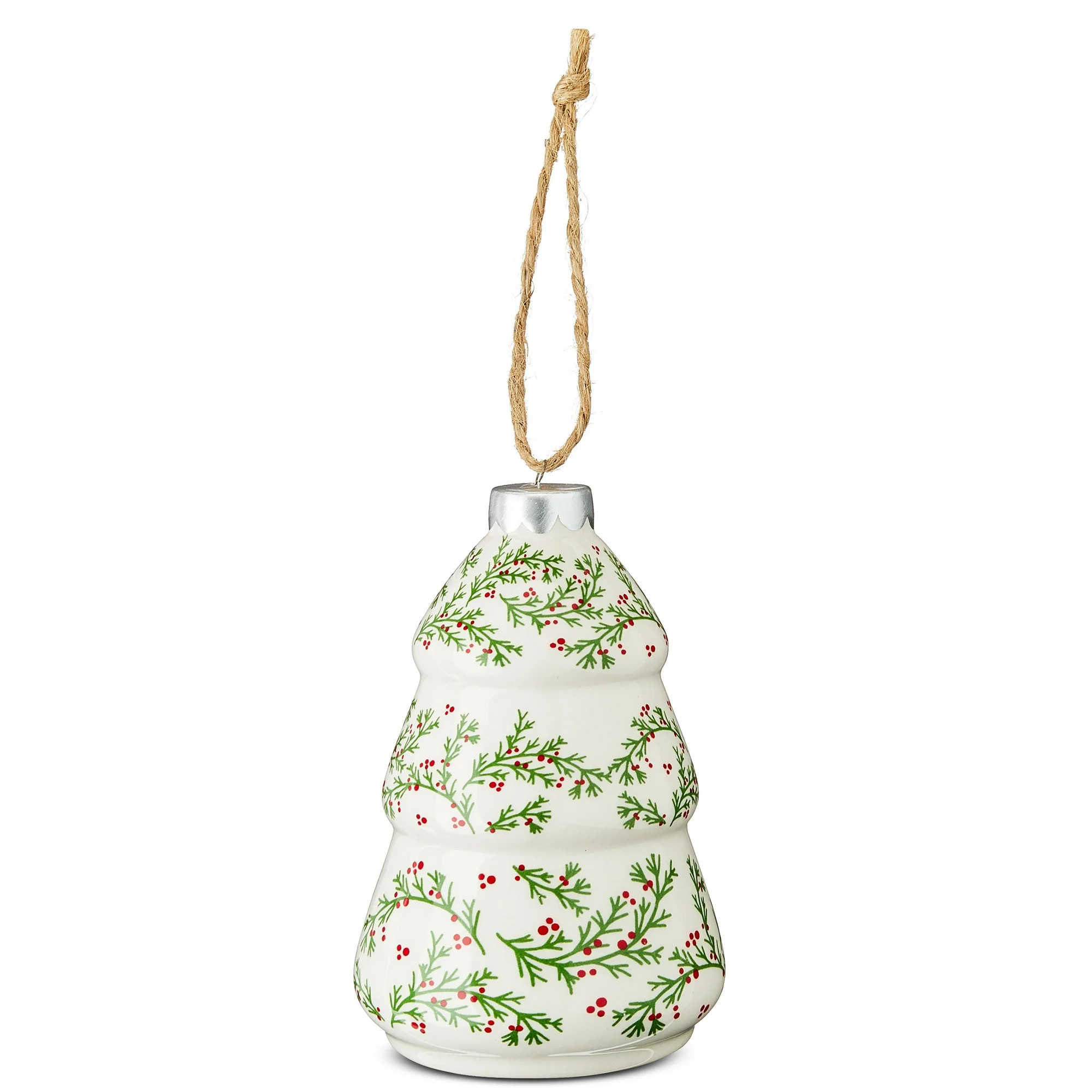 Green and White Mini Ceramic Tree Christmas Ornament, 4.5", by Holiday Time | Walmart (US)