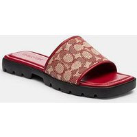 Coach Florence Signature Textile Jacquard Sandals - Dark Red | Very (UK)
