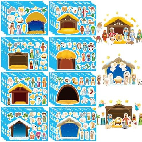 Christmas Nativity Stickers for Kids, Make a Nativity Scene Kit, Jesus Birth Stickers, Christmas ... | Amazon (US)