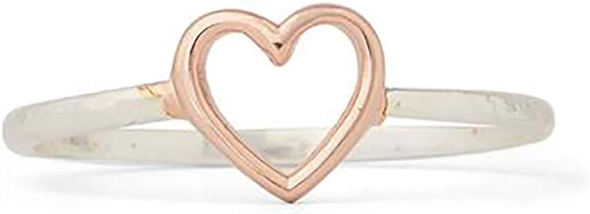 Pura Vida Silver-Plated Open Heart Ring - .925 Sterling Silver Band, Sizes 5-9 | Amazon (US)