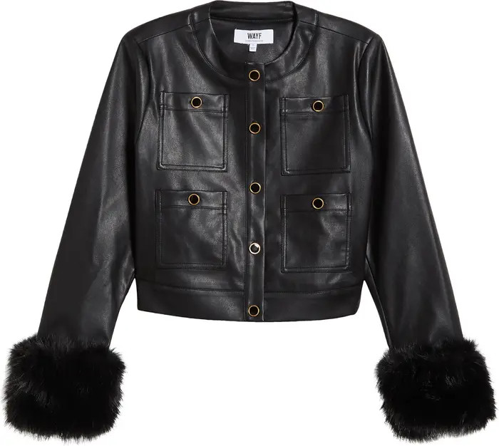 x CHÉRIE MADELEINE Faux Leather & Faux Fur Jacket | Nordstrom