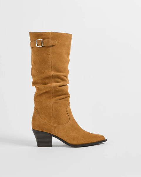 Genuine Suede Leather Slouch Boot - Chestnut Suede | Target AU