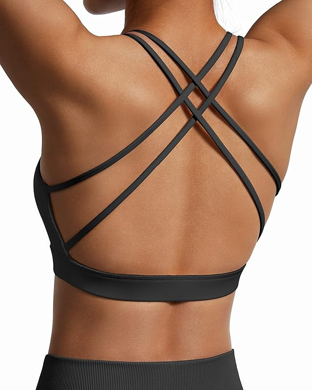 OMKAGI Women Crisscross Backless Sports Bras Padded Open Back Strappy Yoga Bra Top | Amazon (US)