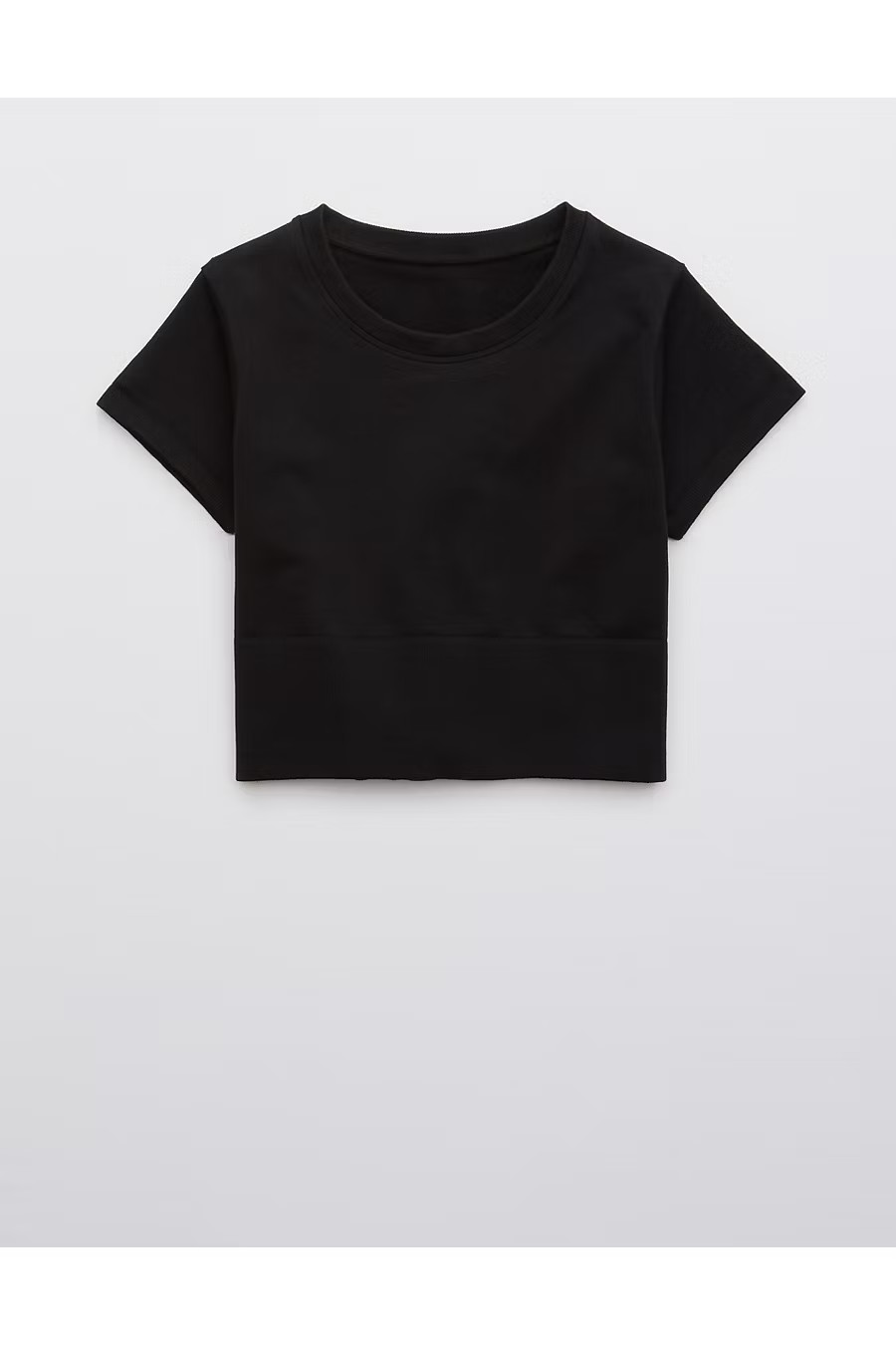 OFFLINE By Aerie Sidewalk Seamless Cropped T-Shirt Women's True Black XXS | Aerie