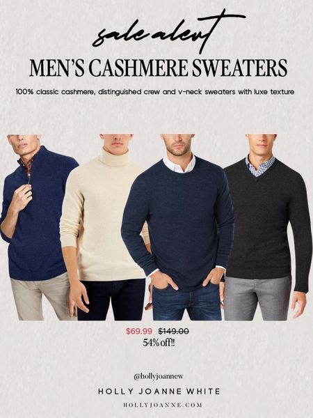 Men’s 100% Cashmere Sweaters over 50% off!! Can’t beat this price and quality for 100% cashmere. Follow @hollyjoannew for style and beauty! So glad you’re here!!

#LTKstyletip #LTKfindsunder100 #LTKsalealert