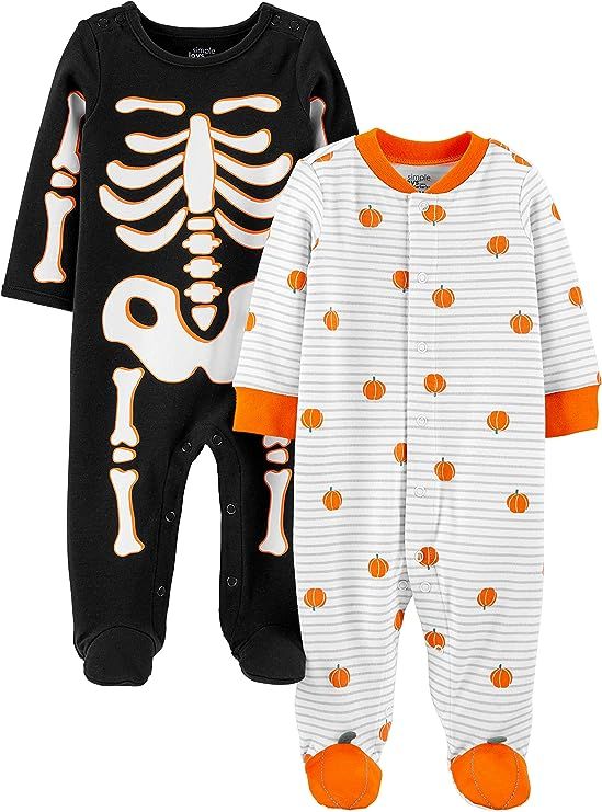 Simple Joys by Carter's Unisex Babies' Halloween Cotton Snap Footed Sleep and Play, Pack of 2 | Amazon (US)