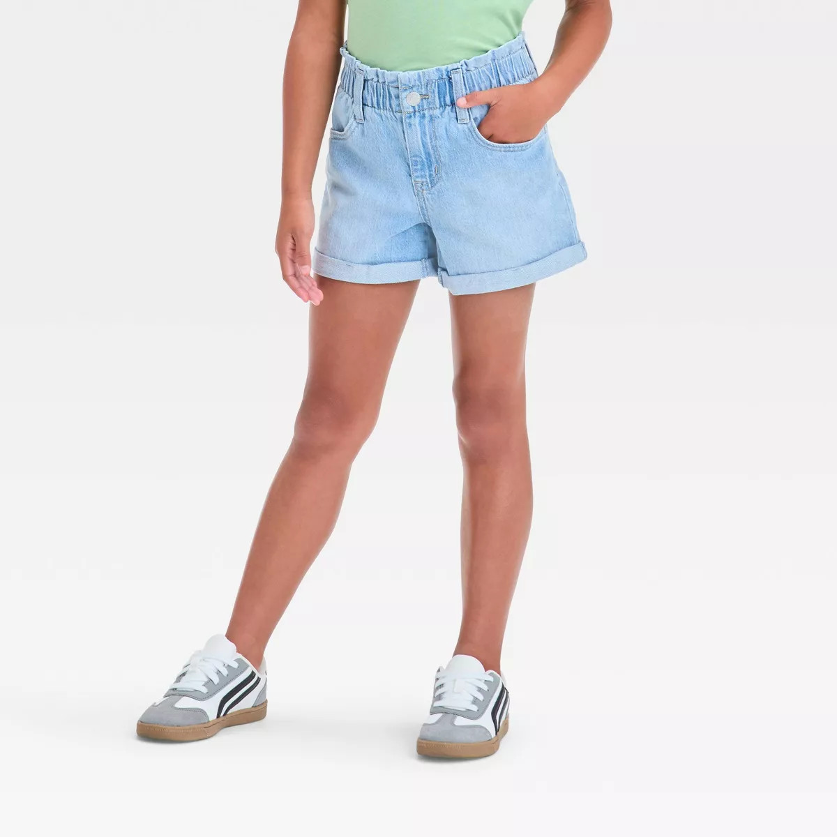 Girls' High-Rise Paper Bag Cuffed Jean Shorts - Cat & Jack™ | Target