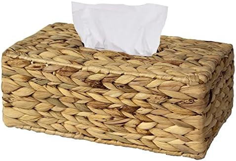 Hand Woven Square Tissue Box Cover Holder | Rustic Wicker Straw Tissue Paper Box Napkin Dispenser Or | Amazon (US)