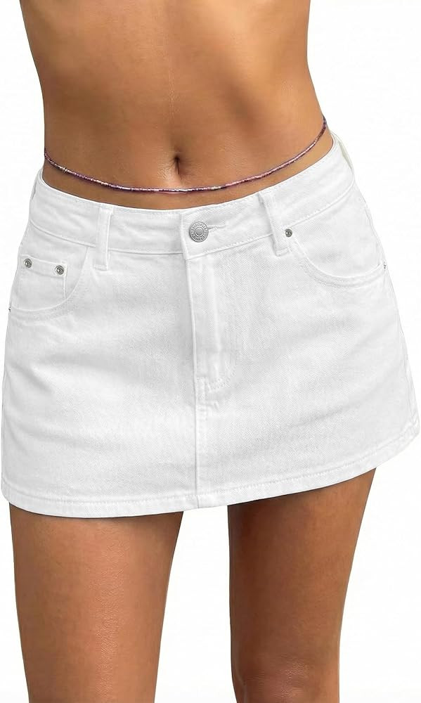 EMMIOL Women Denim Skort Skirt Stretchy Mid Waist Y2K Sexy Mini Skirts | Amazon (US)
