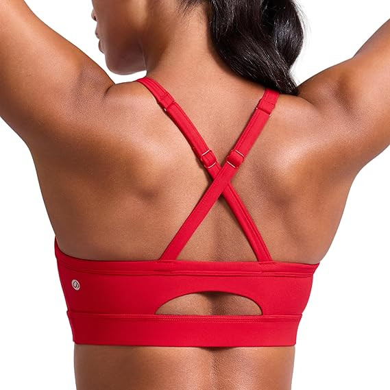 CRZ YOGA Butterlift Cut-Out Cross Back Sports Bras for Women - Medium Impact Adjustable Thin Stra... | Amazon (US)