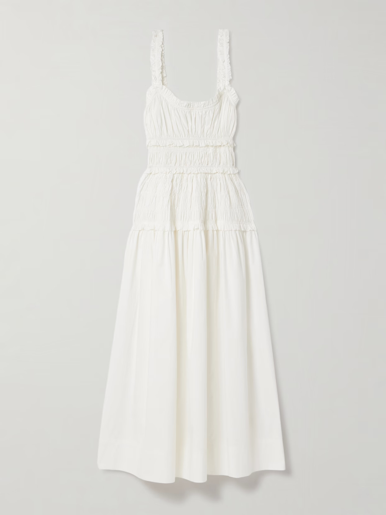 DÔEN - Marianne Shirred Organic Cotton-poplin Midi Dress - White | NET-A-PORTER (US)