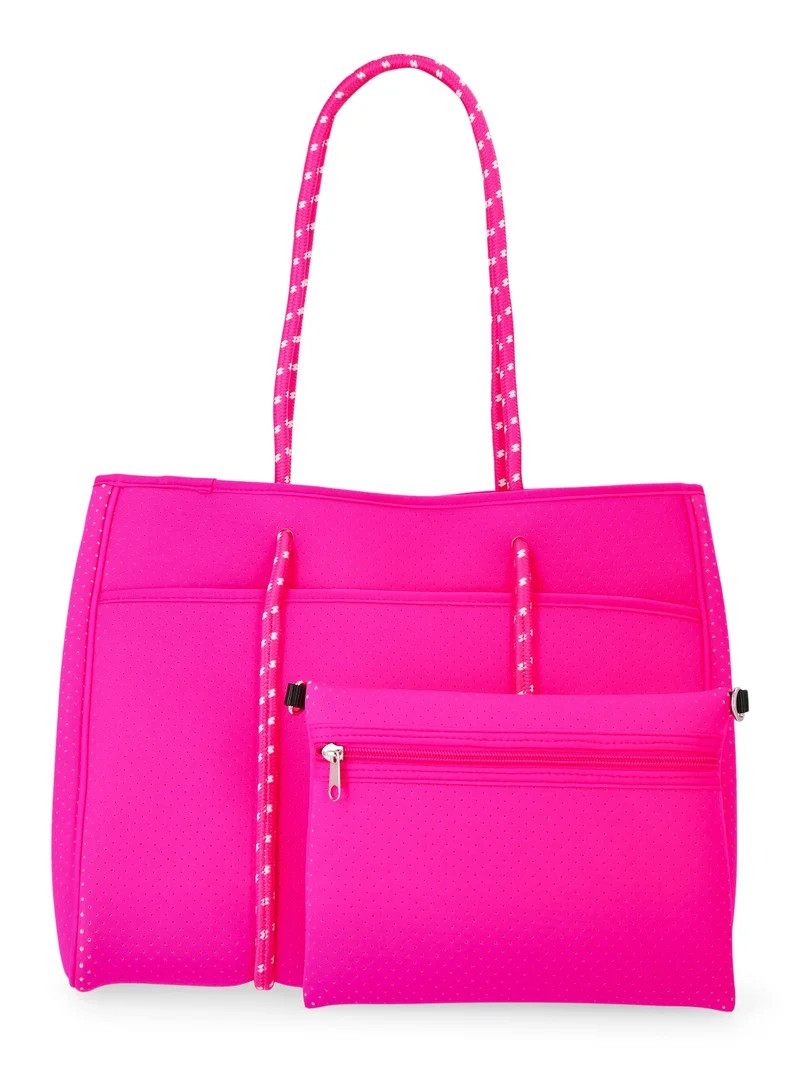 No Boundaries Women's Neoprene Beach Tote Bag, Pink | Walmart (US)