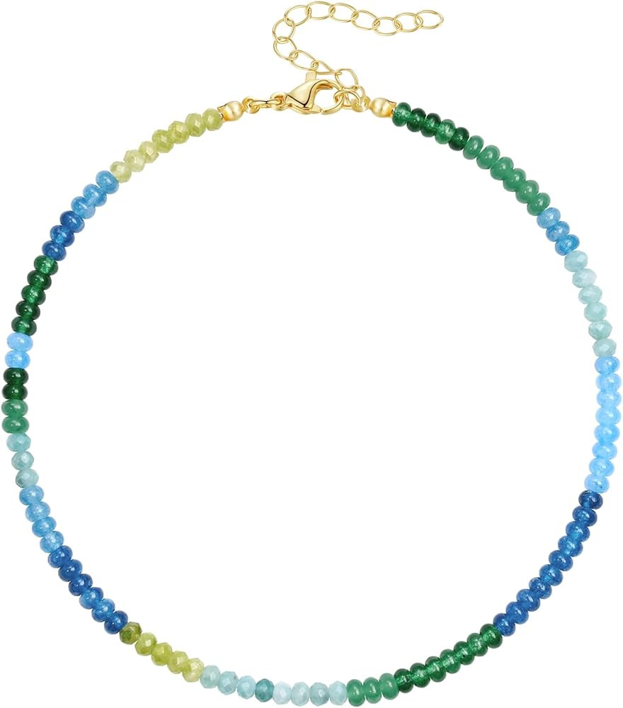 KELORIS PATH Beaded Necklace for Women, Colorful Gemstone Boho Bead Choker for Beach, Trendy Summ... | Amazon (US)
