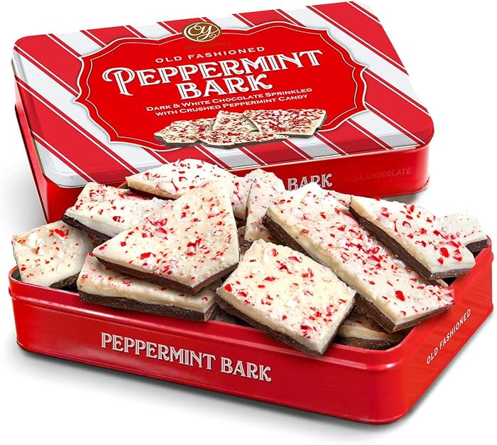 A Gift Inside CY Chocolates Handmade Dark and White Layered Peppermint Bark Tin for Christmas, Ho... | Amazon (US)