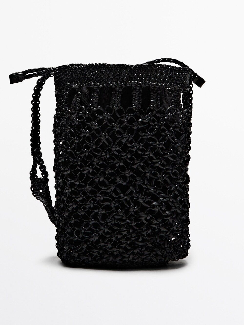Nappa leather woven bucket bag | Massimo Dutti (US)