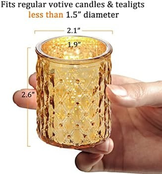 NITIME 12pcs Gold Votive Candle Holders, Gold Candle Holders for Table Centerpiece, Mercury Glass... | Amazon (US)