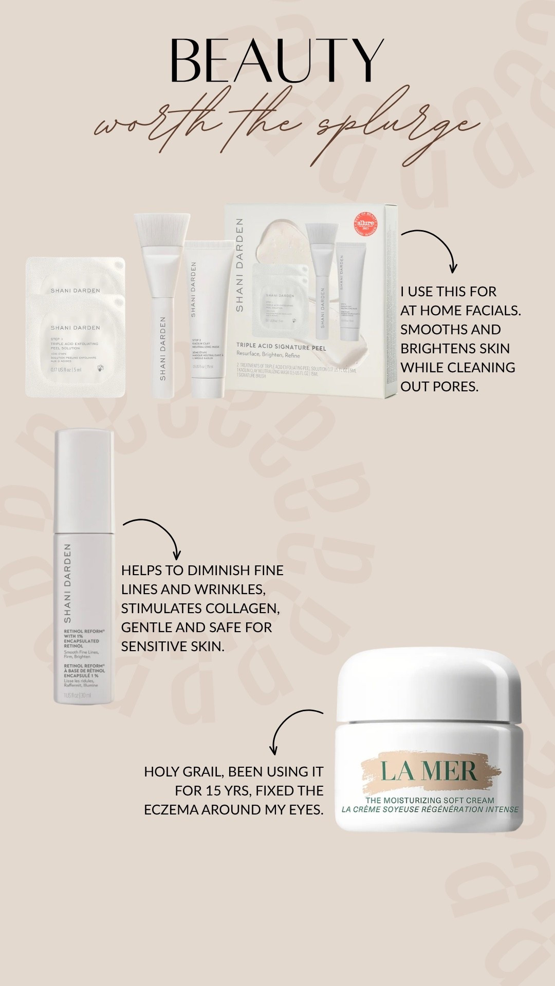 Some beauty faves I think are worth the splurge! 



#LTKBeauty #LTKselfcare #LTKOver40