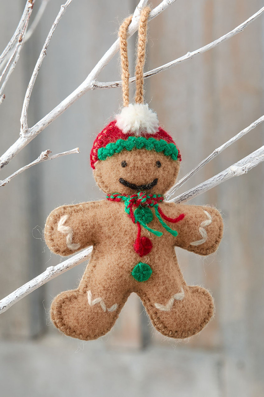 Embroidered Wool Gingerbread Ornament | Coldwater Creek