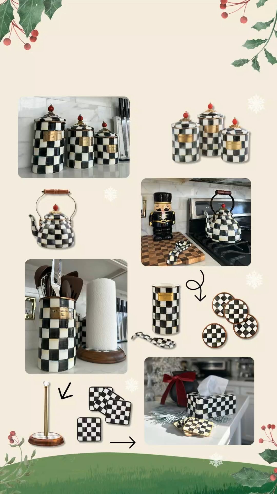 Obsessed with these Mackenzie-Childs pieces I use daily in my kitchen 🤍
From the iconic black & white Courtly Check canisters to the teapot, utensil holder & cozy little accents — these are my favorites!
If you love timeless pieces that still feel fun, these are so worth the investment.
Shop all my Mackenzie-Childs kitchen favorites on my LTK ✨

mackenzie childs, courtly check, kitchen decor, classic kitchen, black & white kitchen, countertop decor, canisters, teapot, utensil holder, elevated home, cozy kitchen, timeless decor

#LTKHoliday #LTKGiftGuide #LTKHome