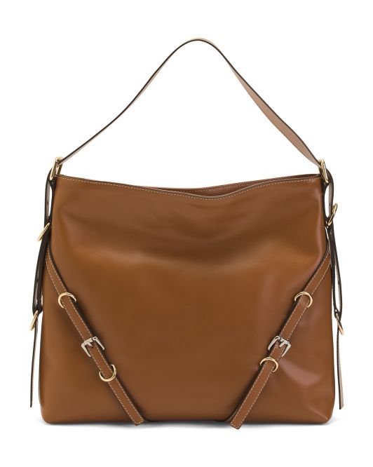 Made In Italy Leather Hobo With Side Belt Details | TJ Maxx