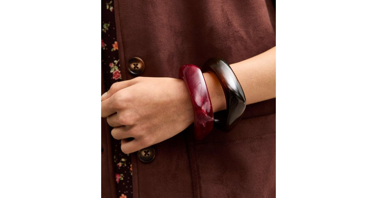Red Pack Of 2 Angular Chunky Bangles | New Look | New Look (UK)