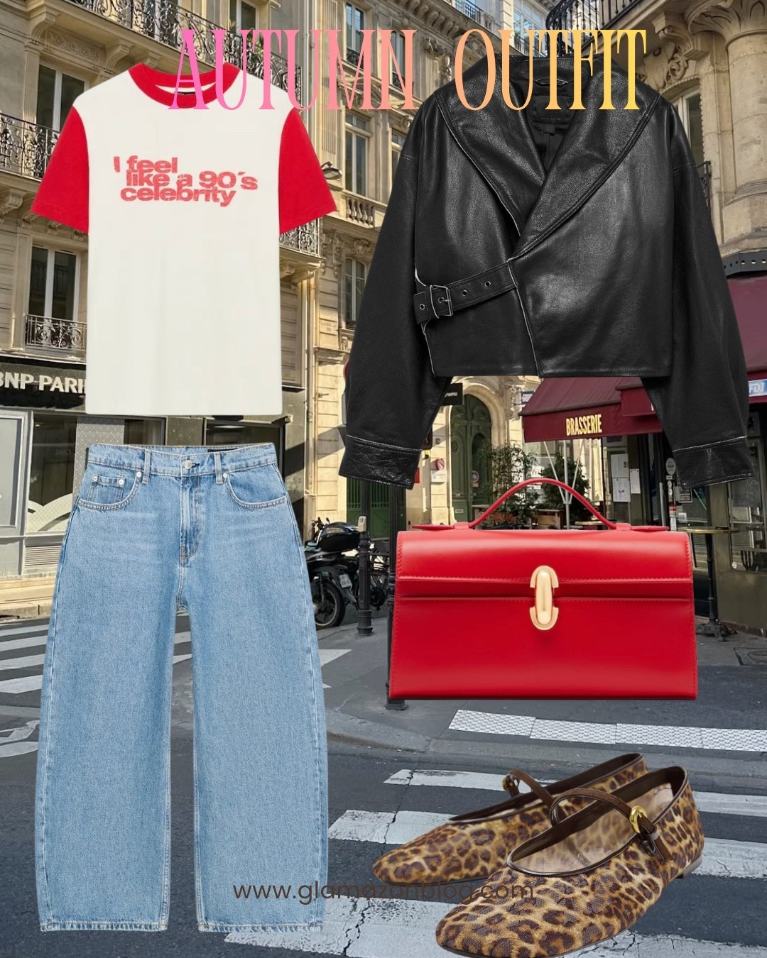 Zara outfit, savette bag, red bag, leather jacket, Zara jacket, leopard shoes, leopard ballerina shoes, graphic tshirt, balloon jeans,/autumn outfit

#LTKFashionMonth #LTKautumn #LTKuk