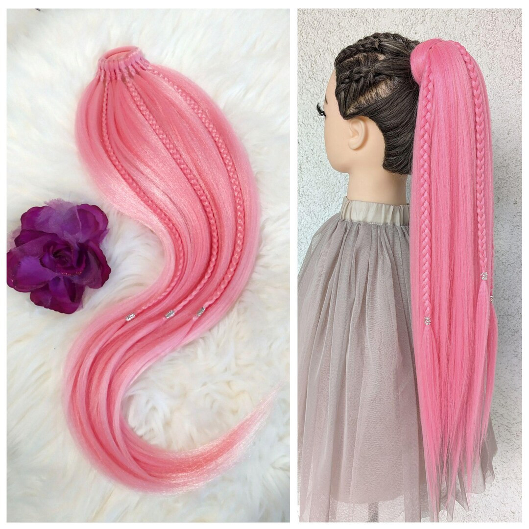 Pink Braided Ponytail Extension: Synthetic Clip-in Hairpiece - Etsy | Etsy (US)